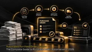 Automated purchase order system turning requests into approved purchase orders