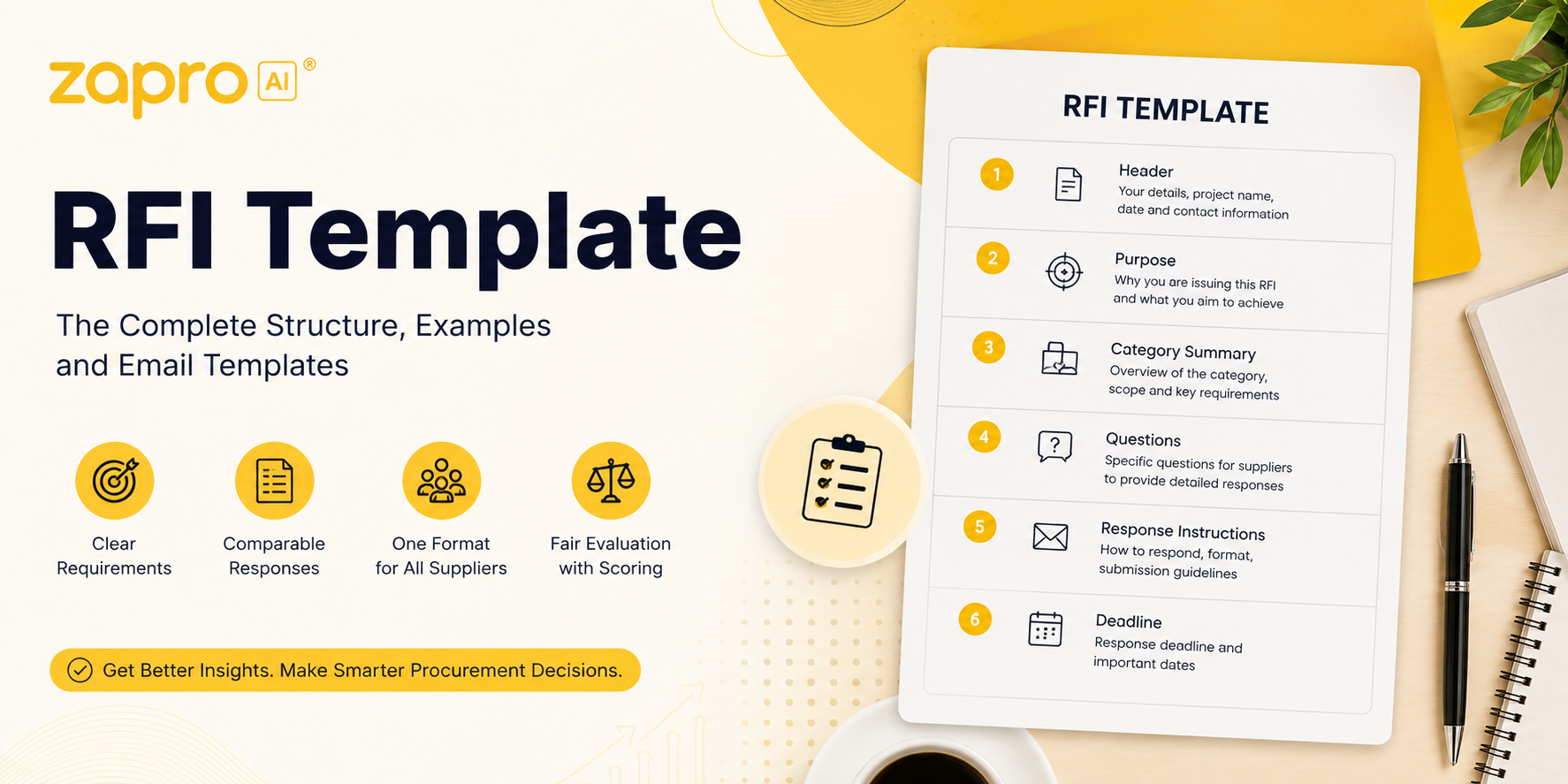 RFI templates with six key sections for supplier responses
