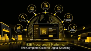 B2B procurement platform connecting buyers and suppliers through a digital sourcing hub