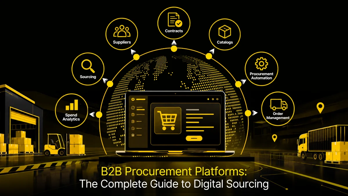 B2B procurement platform connecting buyers and suppliers through a digital sourcing hub