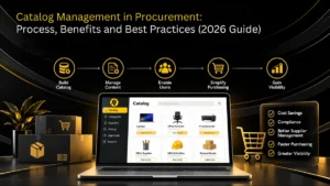 Catalog management in procurement shown as a searchable supplier product catalog