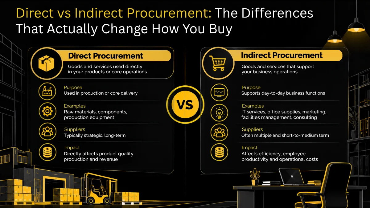 Direct vs indirect procurement compared with raw materials and office supplies
