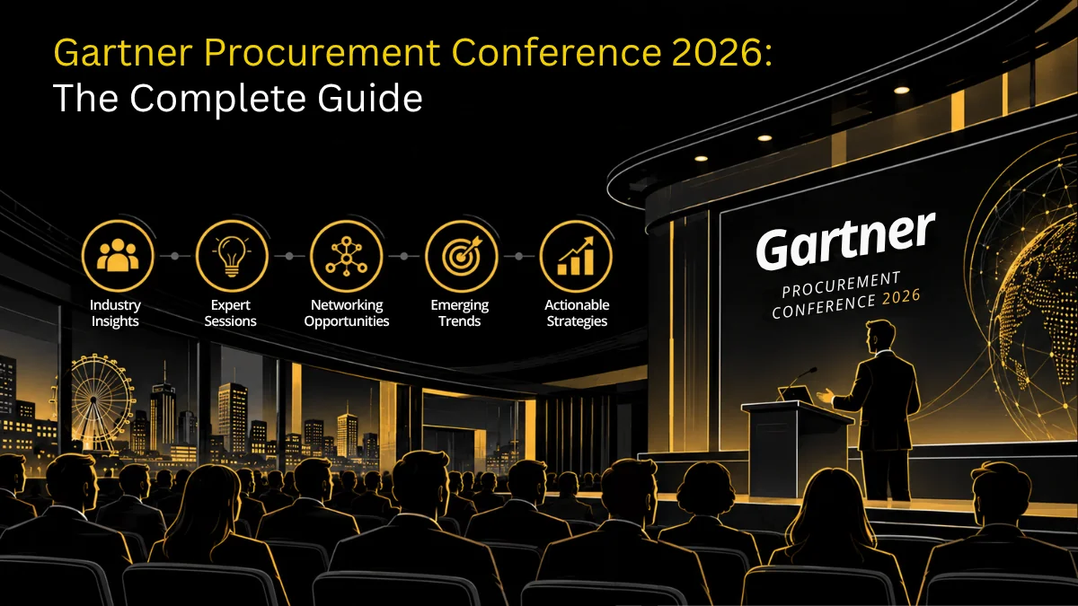 Gartner Procurement Conference 2026 guide with conference stage and event badge
