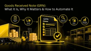 Goods received note checked against a delivery, purchase order and invoice