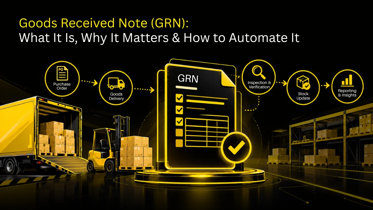 Goods received note checked against a delivery, purchase order and invoice