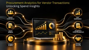Procurement analytics dashboard revealing spend insights from vendor transactions