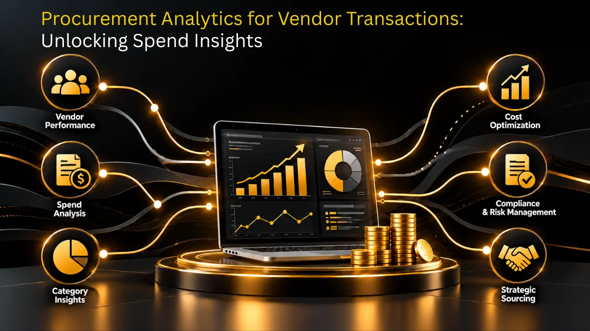 Procurement analytics dashboard revealing spend insights from vendor transactions