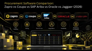 Procurement software comparison table of five enterprise platforms by feature