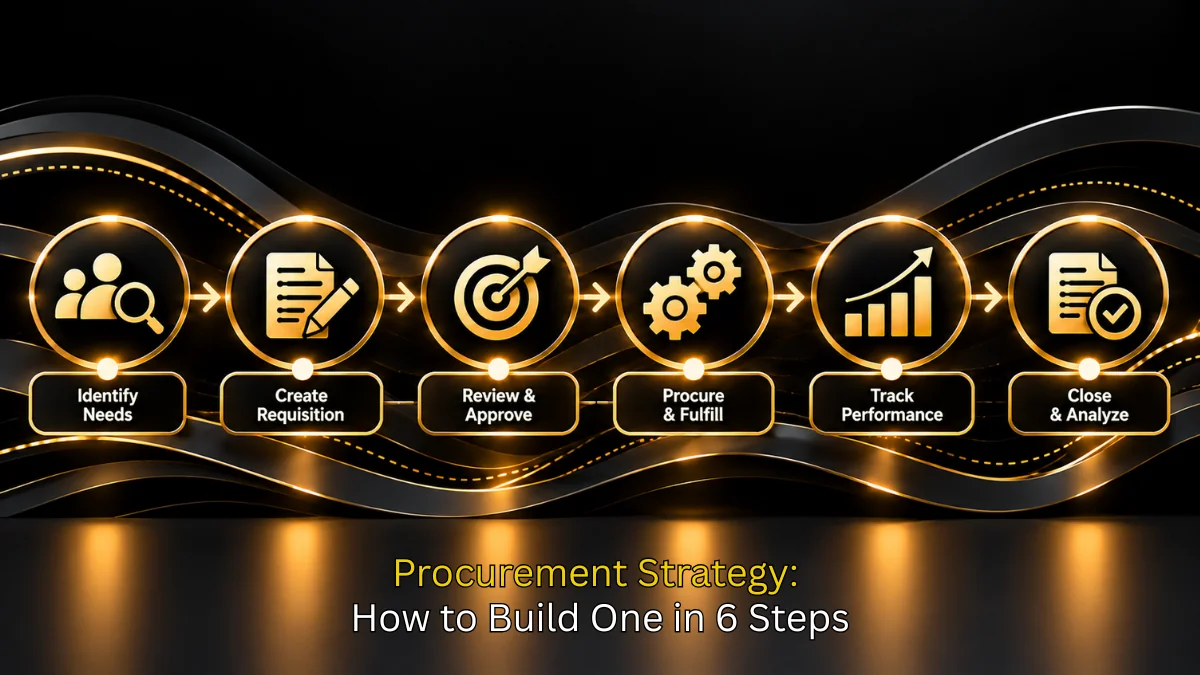 Procurement strategy illustrated as a six-step plan on a chessboard