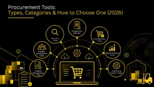 Procurement tools grouped by category with a checklist for choosing the right tool