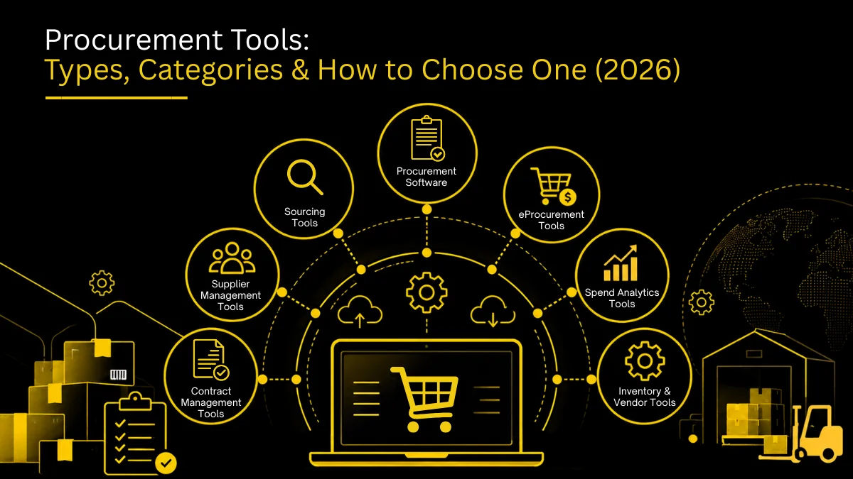 Procurement tools grouped by category with a checklist for choosing the right tool