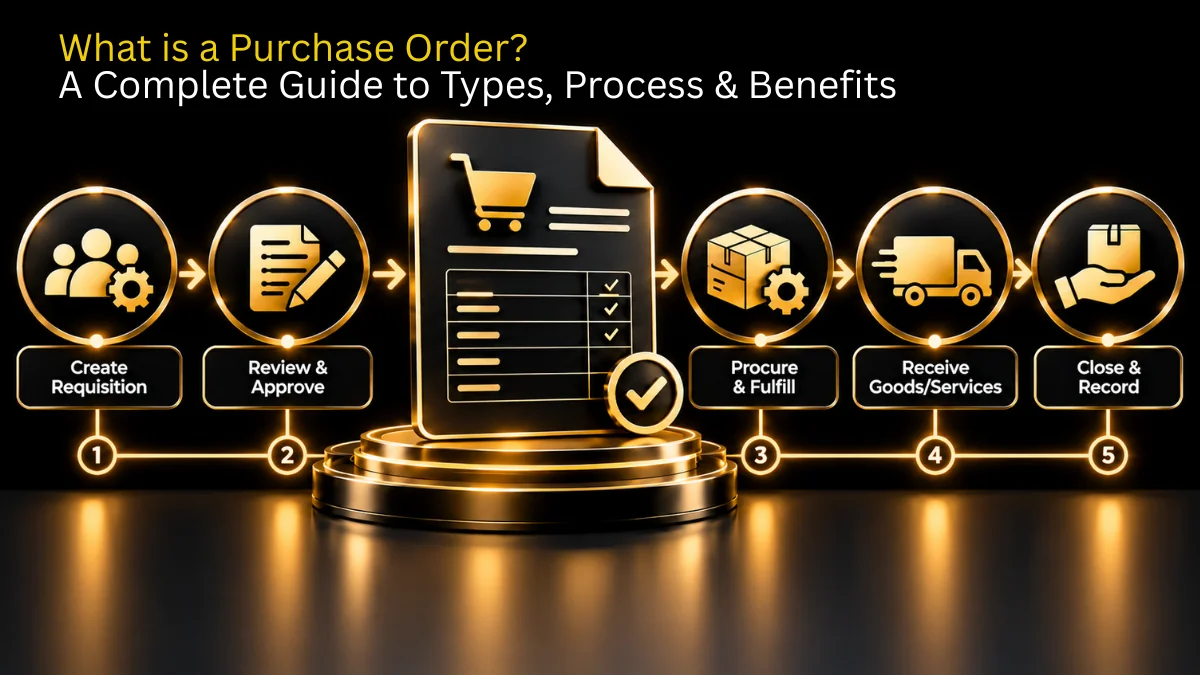 What is a purchase order shown as a labelled PO document with its key parts